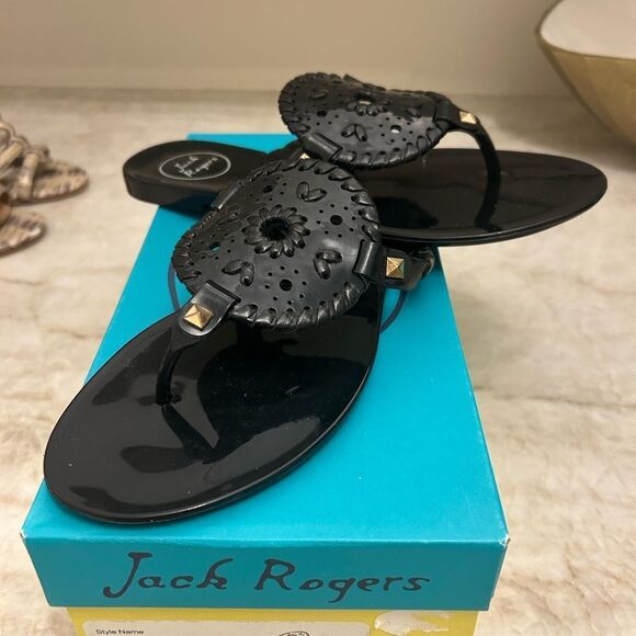 Jack Rogers Black Flats with Intricate Ornamentation - Picture 1 of 4